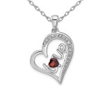 1/2 Carat (ctw) Garnet Heart Love Pendant Necklace in Sterling Silver with Chain